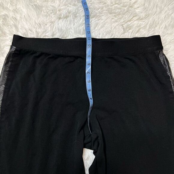 IMNYC Isaac Mizrahi Leggings Pants Size Large Black Leather Panel Crop Ankle Zip - Picture 5 of 7